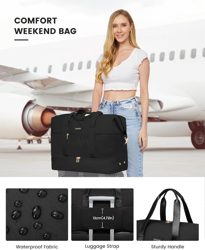 LOVEVOOK Reisetasche Damen Weekender Bag Gross, Handgepäck Tasche 45x36x20, Sporttasche Kliniktasche
