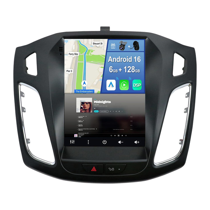 [6GB+128GB] Android 14 2 Din Autoradio für Ford Focus (2010-2014)-[Integriertes CarPlay/Android Auto