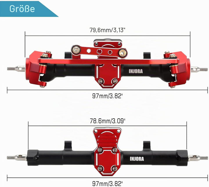 INJORA RC Achse Vorder CNC Aluminium mit 13T Schneckengetriebe für Axial SCX24 Deadbolt C10 JLU Glad