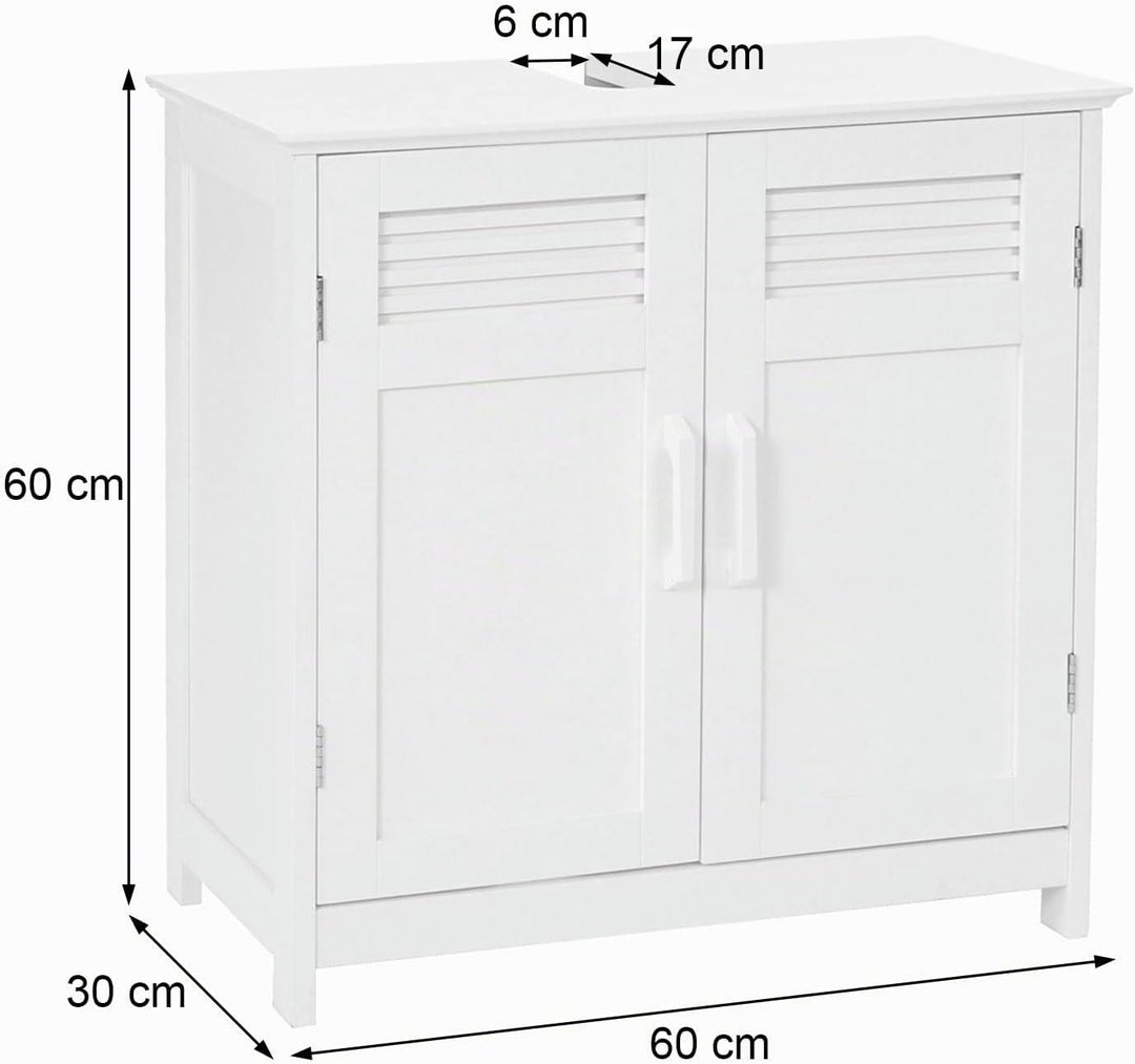 Mendler Waschbeckenunterschrank HWC-A85, Badschrank 60x60x30cm - weiss, Weiss