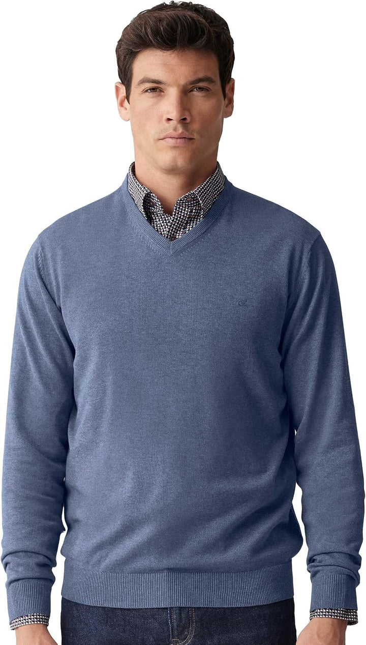 CASAMODA Herren Pullover mit V-Ausschnitt unifarben Elastischer Bund L 199 Aqua Bis Petrol, L 199 Aq