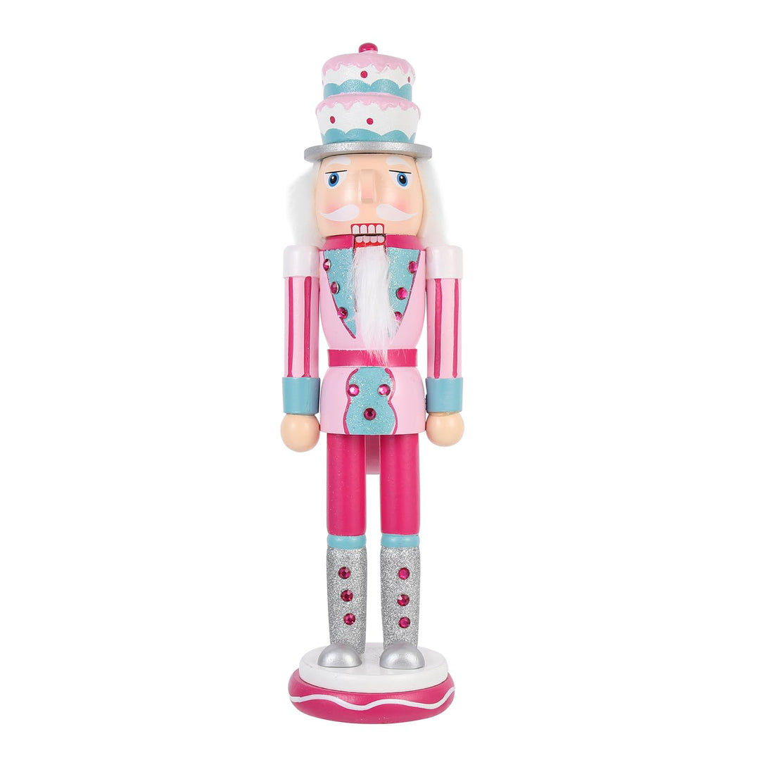 BESPORTBLE 35 cm grosser Nussknacker-Soldat, hölzerne Nussknacker-Figur, rosa Nussknacker-Soldat, fe