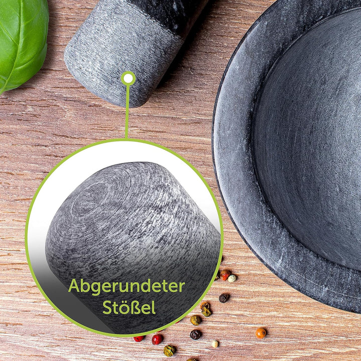 madeco Ersatzstössel Marmor 16 cm Steinstössel schwarz poliert Stössel für Mörser Marmor einzeln (oh
