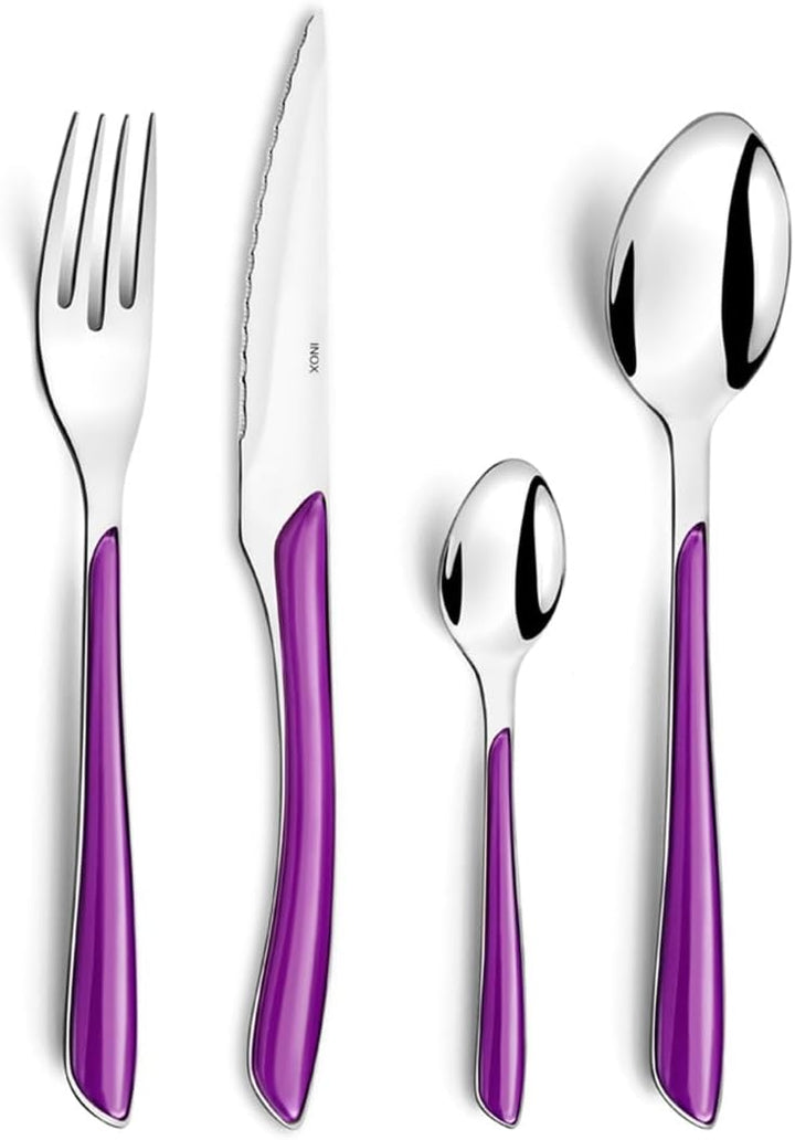Amefa 2234AAMBA1B60 ECLAT Besteckset, gepunktet, 16-teilig, ABS Edelstahl, rostfrei, violine, Ménagè