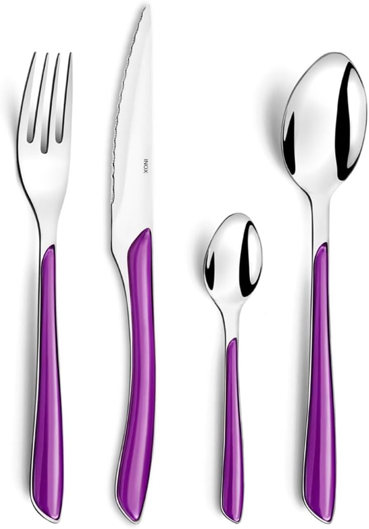 Amefa 2234AAMBA1B60 ECLAT Besteckset, gepunktet, 16-teilig, ABS Edelstahl, rostfrei, violine, Ménagè