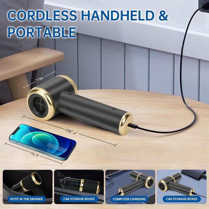 MKKM Kabelloser Handstaubsauger Akku with Bag, 10000Pa Saugkraft Akkustaubsauger mit 4000mAh Batteri