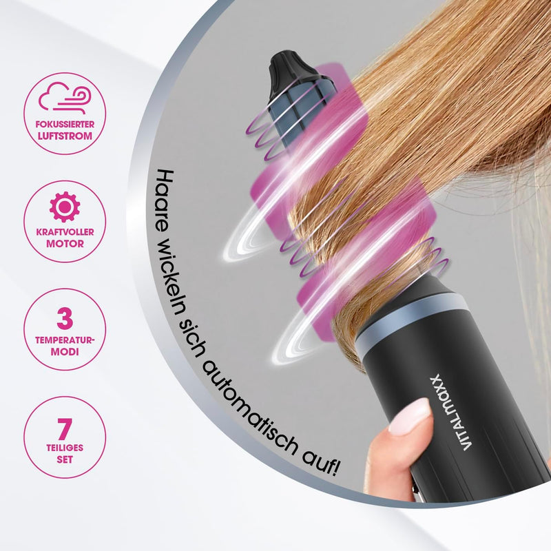 VITALmaxx Air Curler Plus 6-in-1 | Innovative Luftstrom-Technik | Multi-Styler mit Lockendreher, Haa