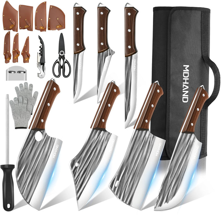 MDHAND Metzgermesser Set,14pcs Küchenmesser Set,Scharfes Hackmesser Messerset,High Carbon Steel Koch