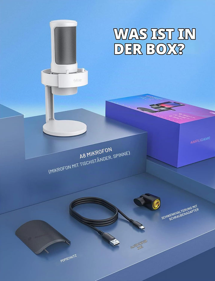 FIFINE USB Mikrofon PC, Gaming Mikrofon für Streaming Podcast Studio, Microphone USBC für PS4 PS5 MA