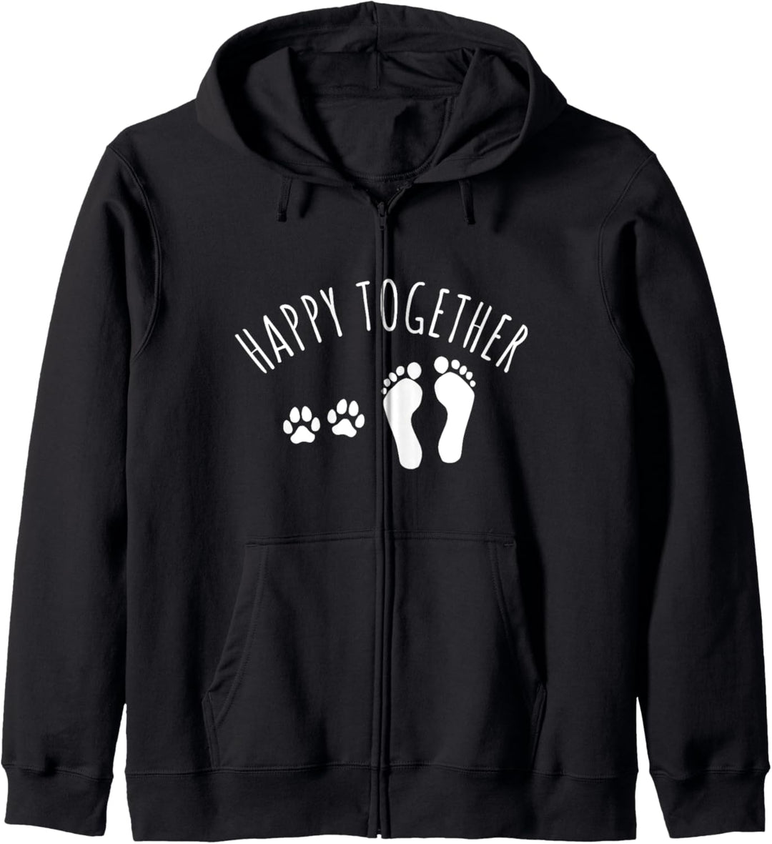 Happy together Spruch Hunde Pfoten und Menschen Fuss T-Shirt Kapuzenjacke