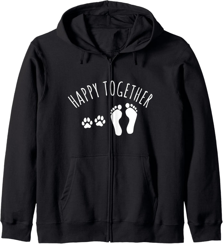 Happy together Spruch Hunde Pfoten und Menschen Fuss T-Shirt Kapuzenjacke