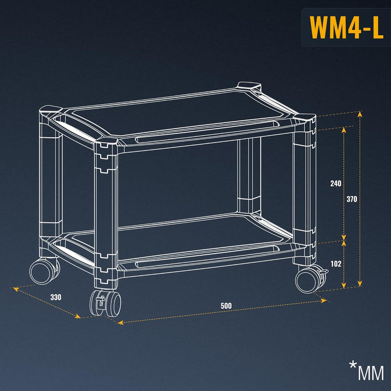 RICOO Rollwagen WM4-L Rollcontainer Bürocontainer Allzweckwagen Druckertisch Erhöhung Modular Podest