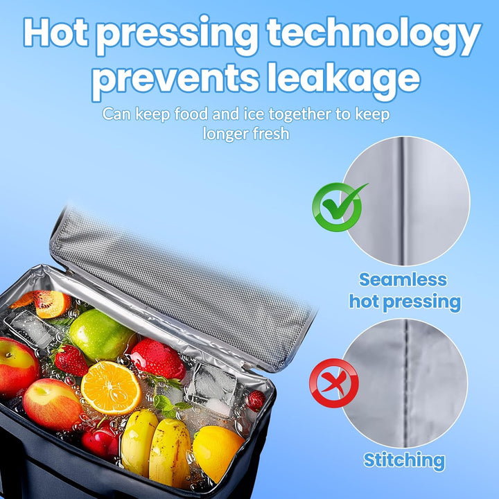 35L Gross Outdoor Kühltasche Faltbar, 60 Can Kühltasche Thermotasche Isoliertasche für Getränke &amp; Ge