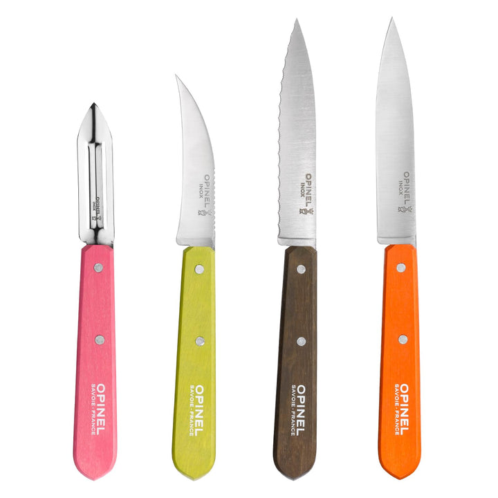 Opinel 1452 Küchenmesser-Set, 4-teilig, rostfrei Messer, Edelstahl, Mehrfarbig, One Size Küchenmesse