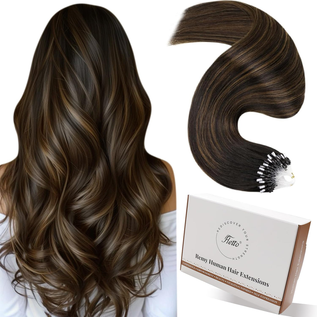 Hetto Microring Extensions Echthaar Balayage Braun Micro Extensions Echthaar Remy Extensions Microri