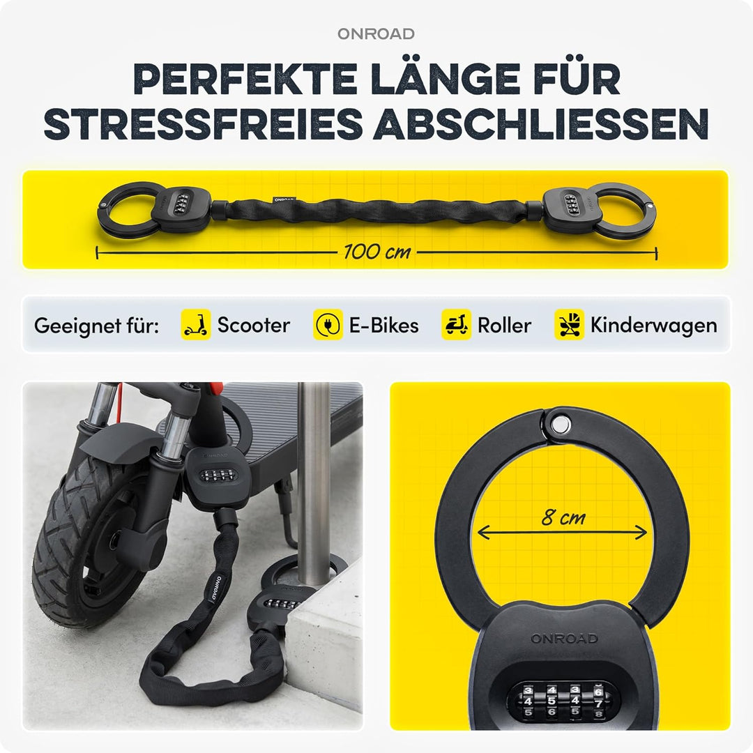 E-Scooter Schloss mit Tasche SNAPSAFE - E-Roller Schloss mit Zahlencode inklusive Recovery Funktion