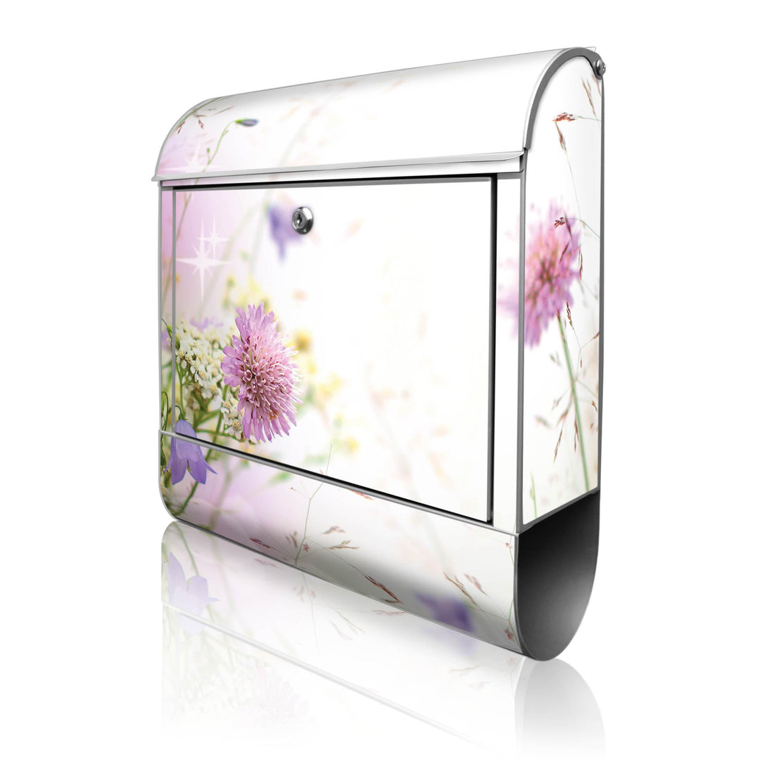 banjado® Design Briefkasten mit Motiv Glitzernde Wiese 39x47x14cm &amp; 2 Schlüssel - Briefkasten Stahl