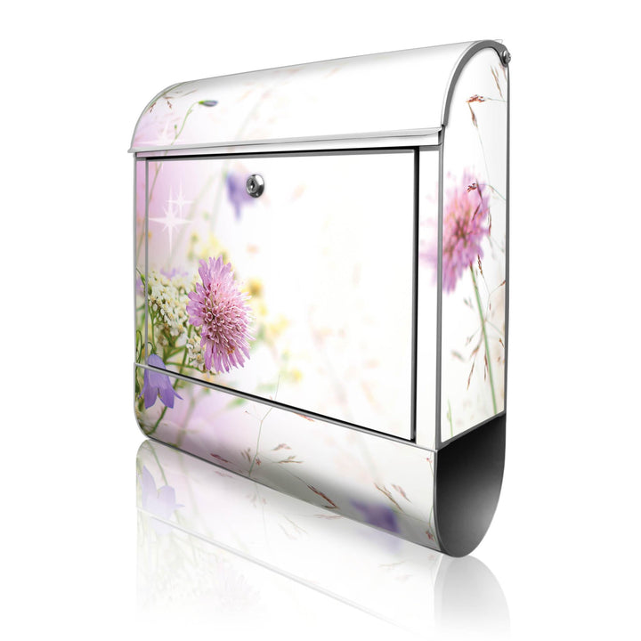 banjado® Design Briefkasten mit Motiv Glitzernde Wiese 39x47x14cm &amp; 2 Schlüssel - Briefkasten Stahl