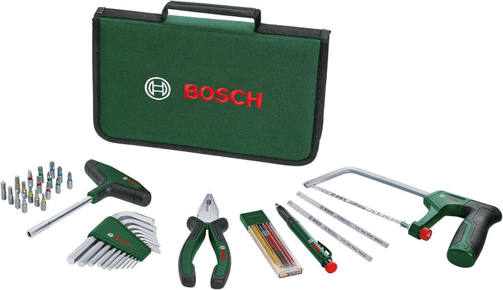 Bosch 41-tlg. Adventskalender 2025 (Set mit Bügelsäge, Bit-Schraubendreher mit T-Griff, Schraubendre