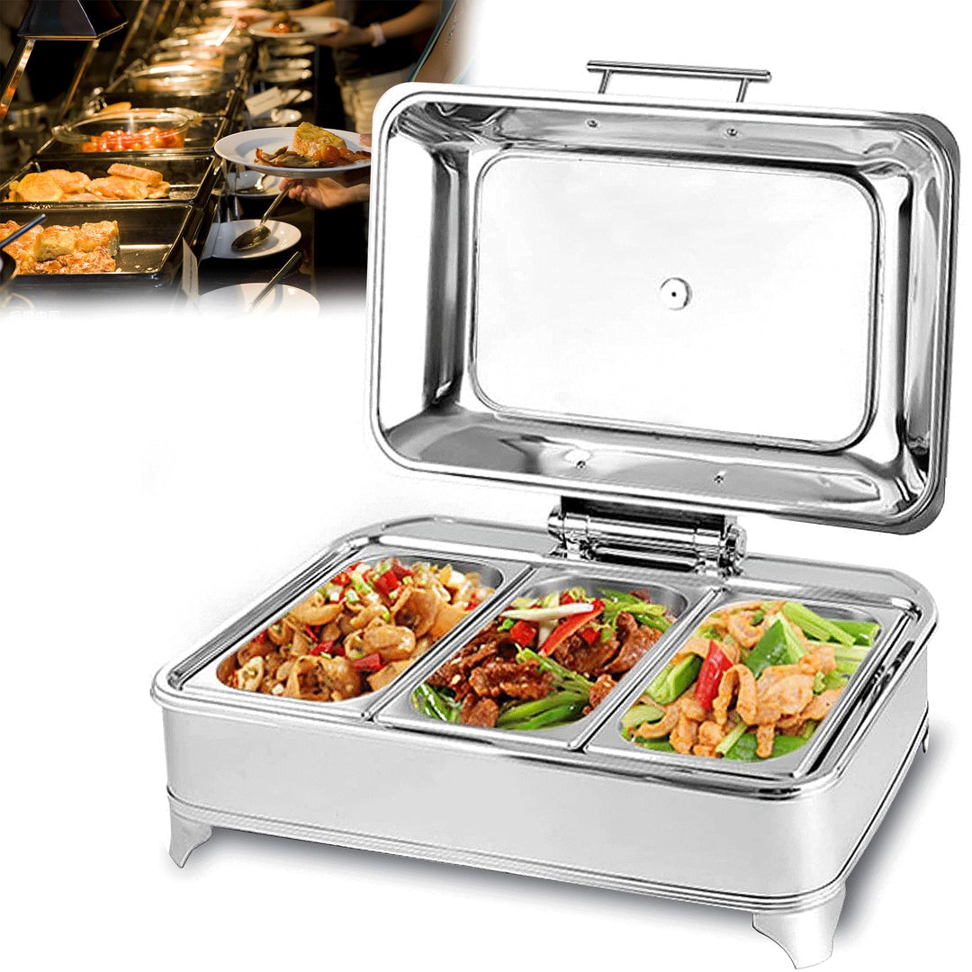Chafing Dish Elektrisch, 9L Wärmebehälter für Essen Edelstahl Speisenwärmer Warmhaltebehälter mit Si