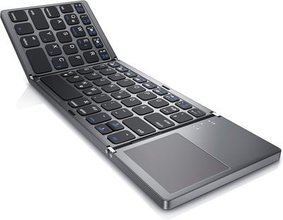 CSL - Bluetooth Tastatur klappbar mit Touchpad für PC Smartphone oder Tablet - faltbares Keyboard im