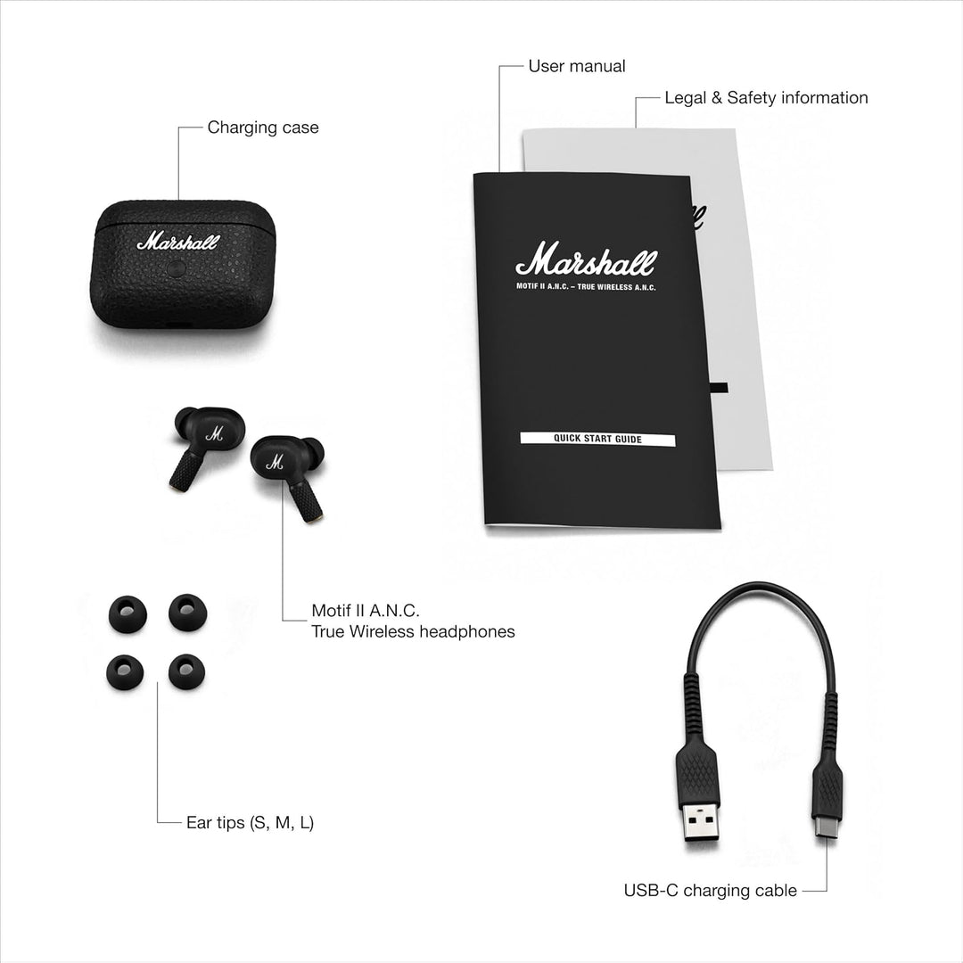 Marshall Motif II ANC – True Wireless Active Noise Cancelling Bluetooth-Kopfhörer, Ohrhörer, 30 Stun