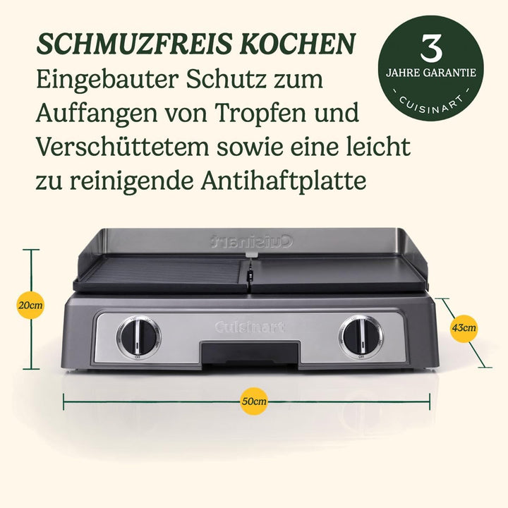 Cuisinart Plancha BBQ Elite Tischgrill mit austauschbaren Grill und Plancha Platten, Platten lassen