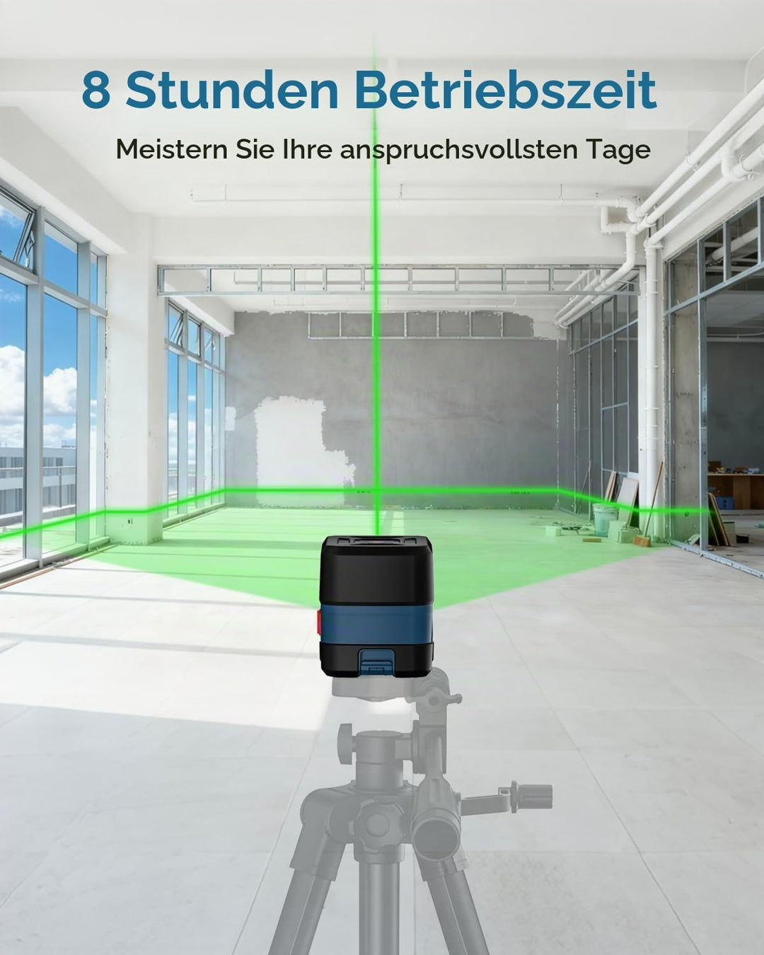 Kreuzlinienlaser Grüner, RockSeed Selbstnivellierend Linienlaser, 1m Stossfest Drehbar Vertikale/Hor