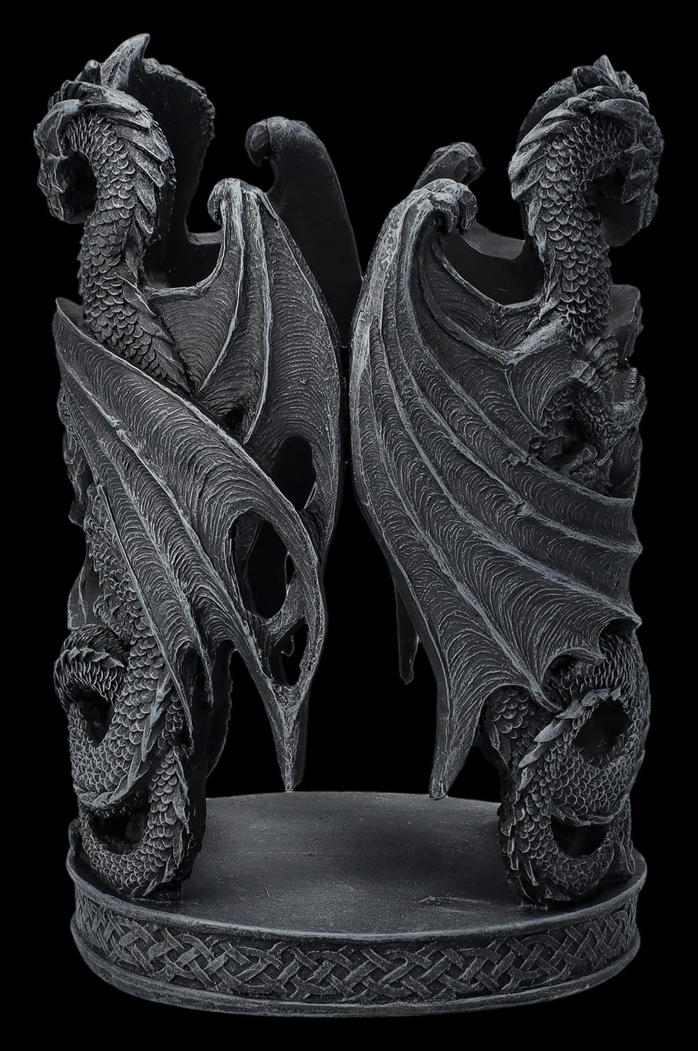 Figuren Shop GmbH Gothic Drachen Flaschenhalter 16 cm - Weinhalter Stumpenkerzenhalter