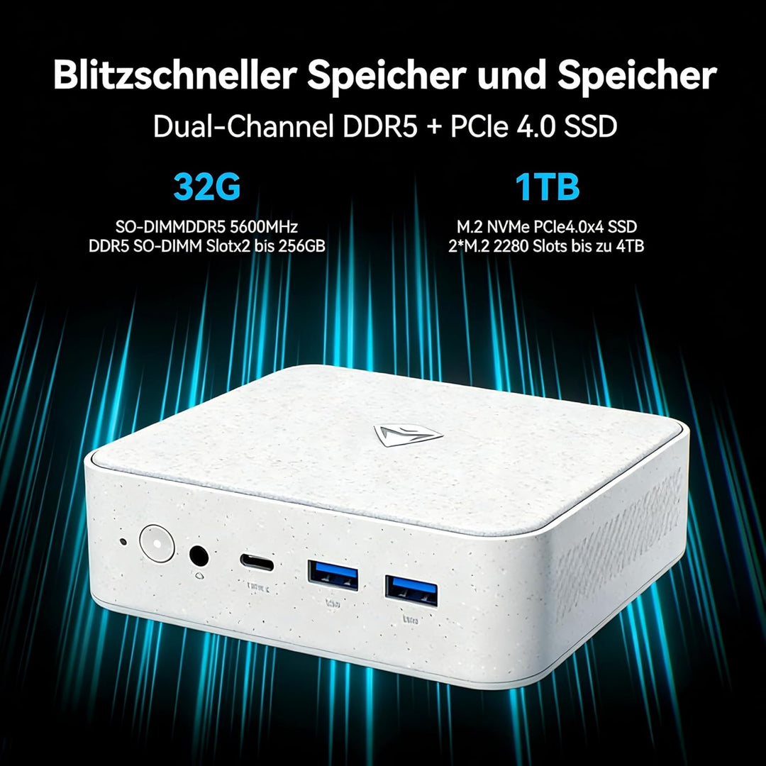 Machenike MM Mini PC, Ryzen 9 7940HS, 32GB DDR5 1TB SSD, Klein PC, Radeon 780M, Dual 2.5G LAN, USB4