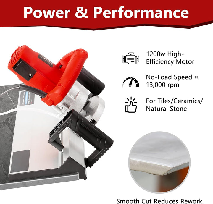 1200W Fliesenschneider Elektrisch, 43 Grad Steintrennmaschine, Fliesenschneider Nassschneider mit 11