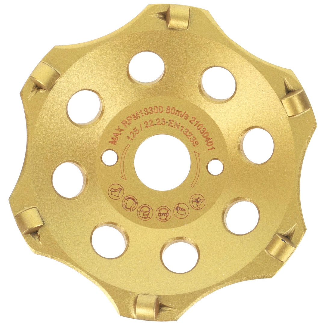 PRODIAMANT PKD Diamantschleiftopf 125mm für Winkelschleifer - 6 Segmente für Beton, Estrich & robust