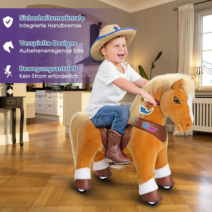 PonyCycle Modell Y Pferd zum Reiten für Kinder 3-4 Jahre, Mechanisches Reitpferd Spielzeug mit Brems