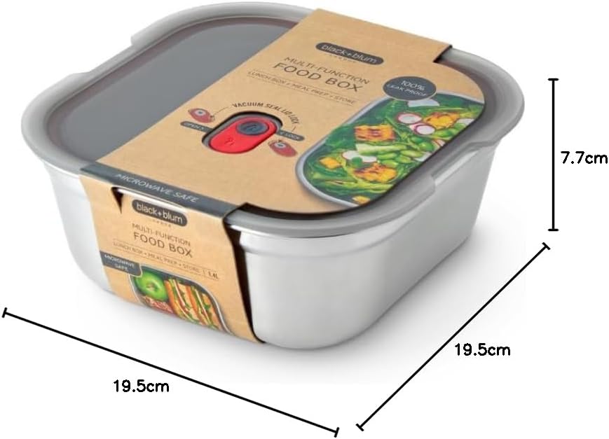 BLACK + BLUM Multifunktions Lunchbox Edelstahl 1,4L, 100% auslaufsichere Meal Prep Boxen mit Vakuumv