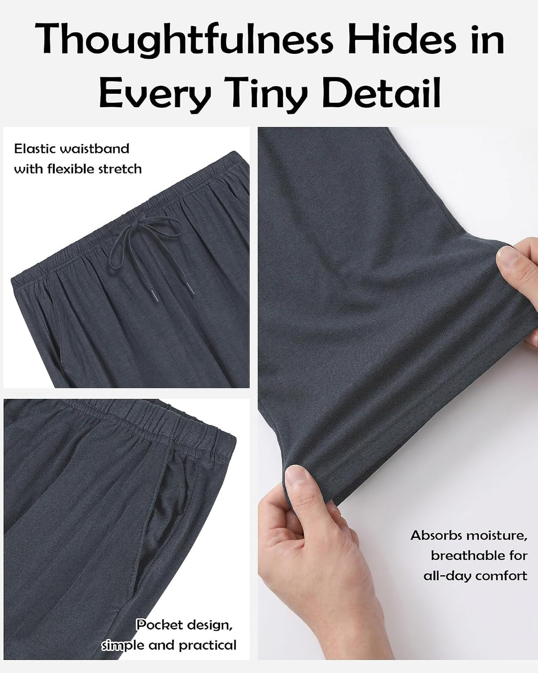 Chalier Cozy 2er Pack Pyjamahose Herren Kurz Modal Schlafanzughose Weich Verstellbare Taille, Beidse