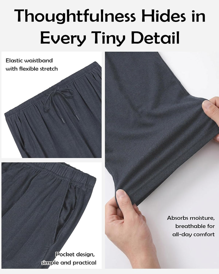 Chalier Cozy 2er Pack Pyjamahose Herren Kurz Modal Schlafanzughose Weich Verstellbare Taille, Beidse