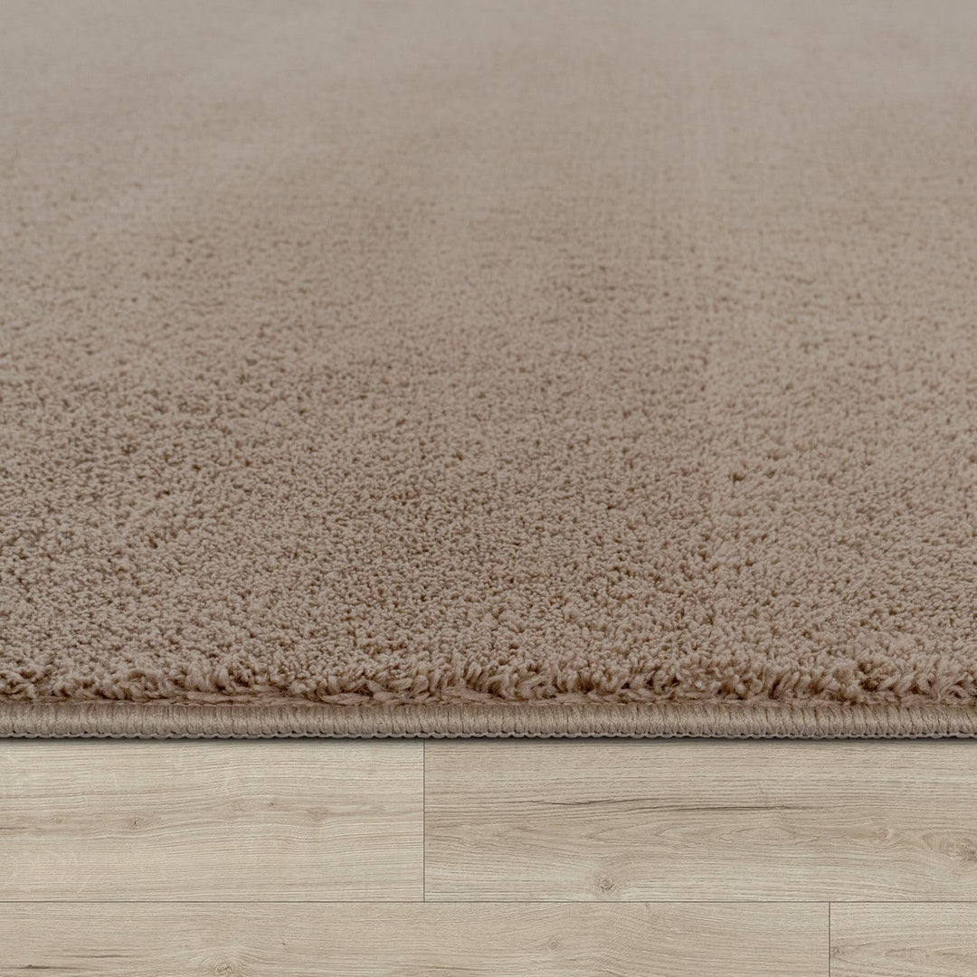 TT Home Wohnzimmer Teppich Kurzflor Anti-Rutsch Rückseite Unifarben Modern Waschbar, Farbe:Taupe, Gr