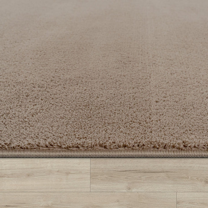 TT Home Wohnzimmer Teppich Kurzflor Anti-Rutsch Rückseite Unifarben Modern Waschbar, Farbe:Taupe, Gr
