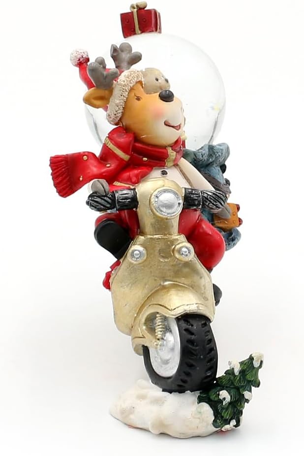 Schneekugel Elch auf Roller - Motorrad, L/B/H/Ø Kugel 11 x 6 x 11 cm Ø 4,5 cm