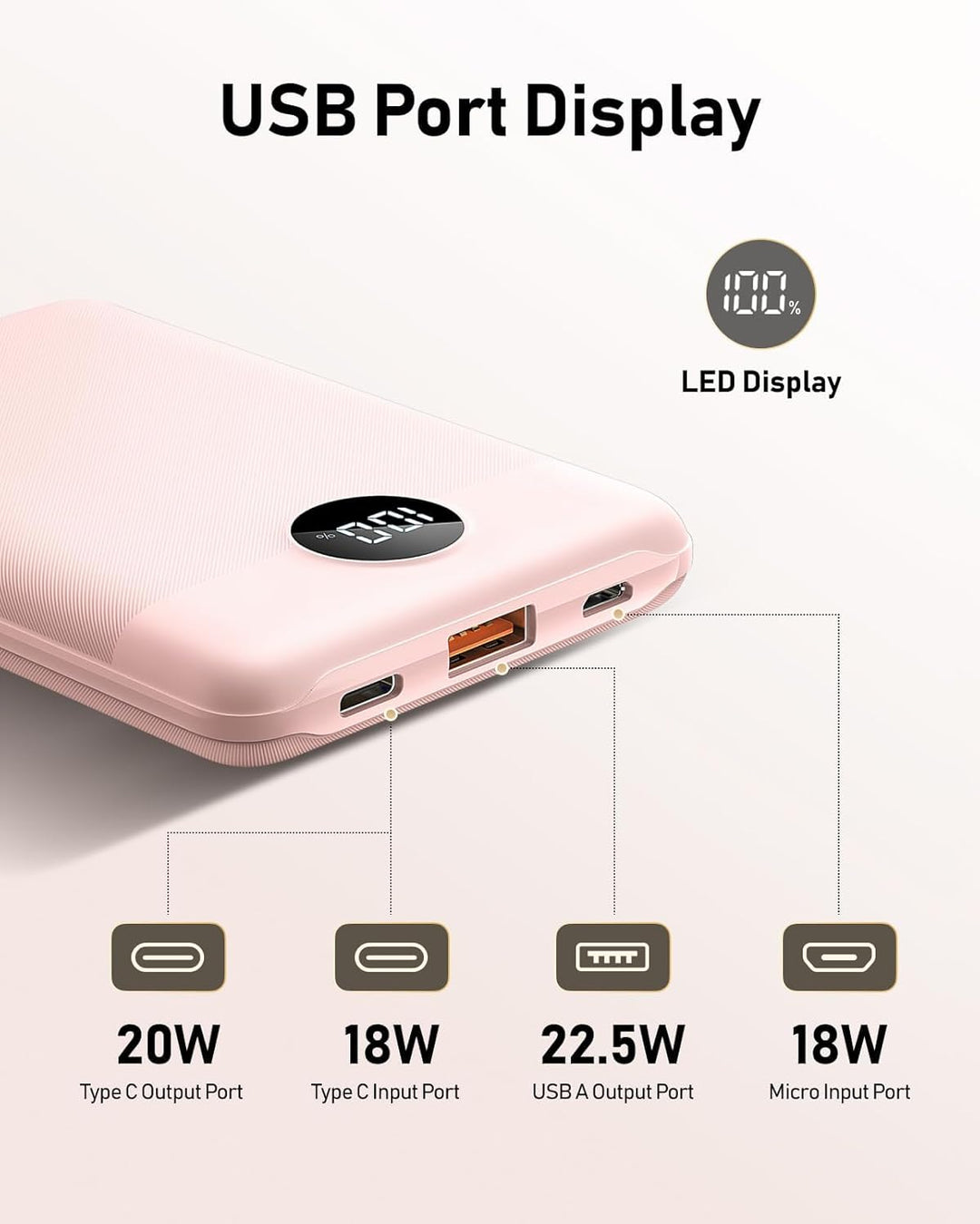 Powerbank 10000mAh VEEKTOMX Power Bank Klein Aber Stark 22,5W Mini Power Bank PD3.0 QC3.0 USB C Exte