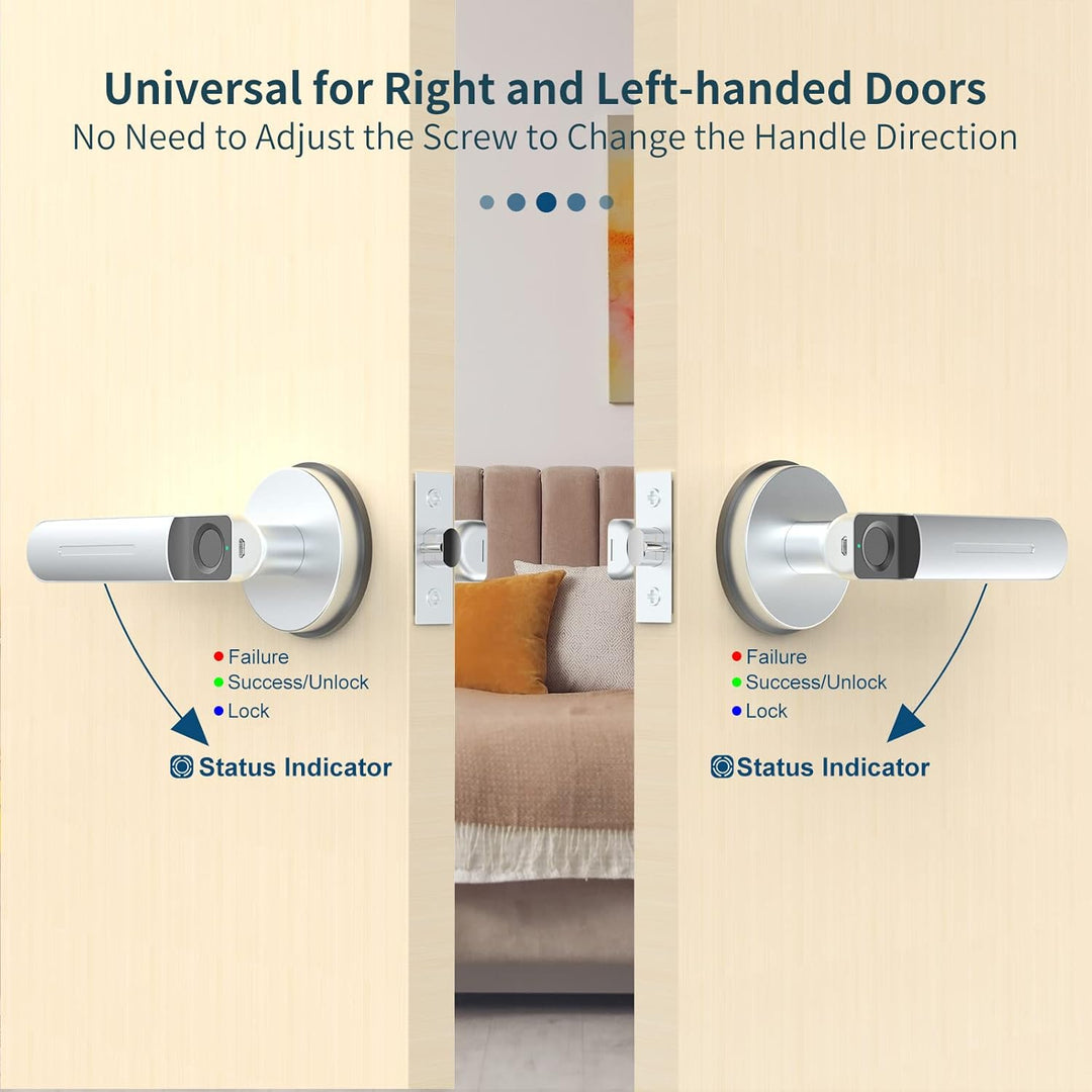 Foxgard Smart Fingerprint Door Lock,Keyless Entry Door Lock with Handle,Biometric Door Lock,Room Doo