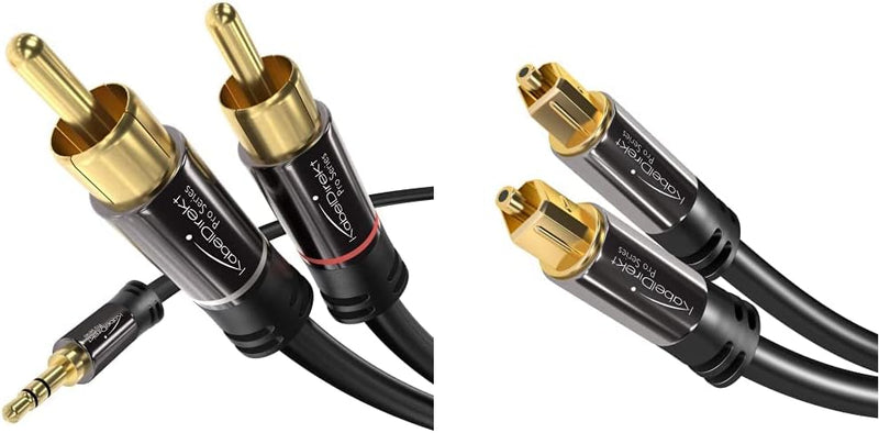 KabelDirekt - 3.5mm 2 Cinch Y Kabel - 3m - (3.5mm > 2 RCA, Klinke auf Cinch) - PRO Series & Optische