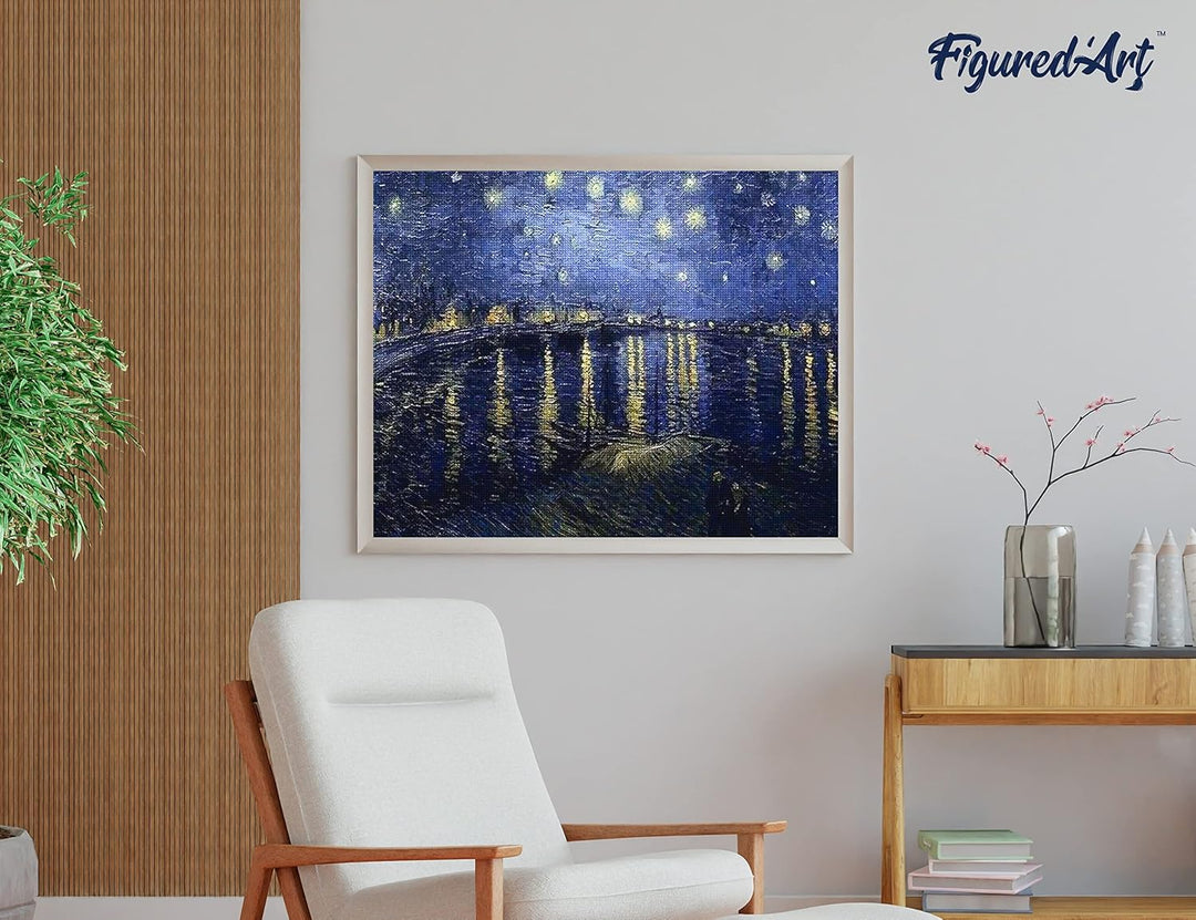 Figured'Art Diamond Painting Erwachsene 40x50cm Mit Rahmen Ganze Leinwand gespannt Van Gogh Sternenn