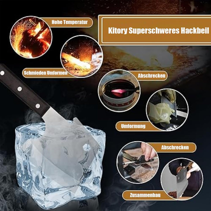 Kitory Hackmesser 15 cm Klinge, Küchenbeil für gefrorenes Fleisch und grosse Knochen, Extrem Scharf