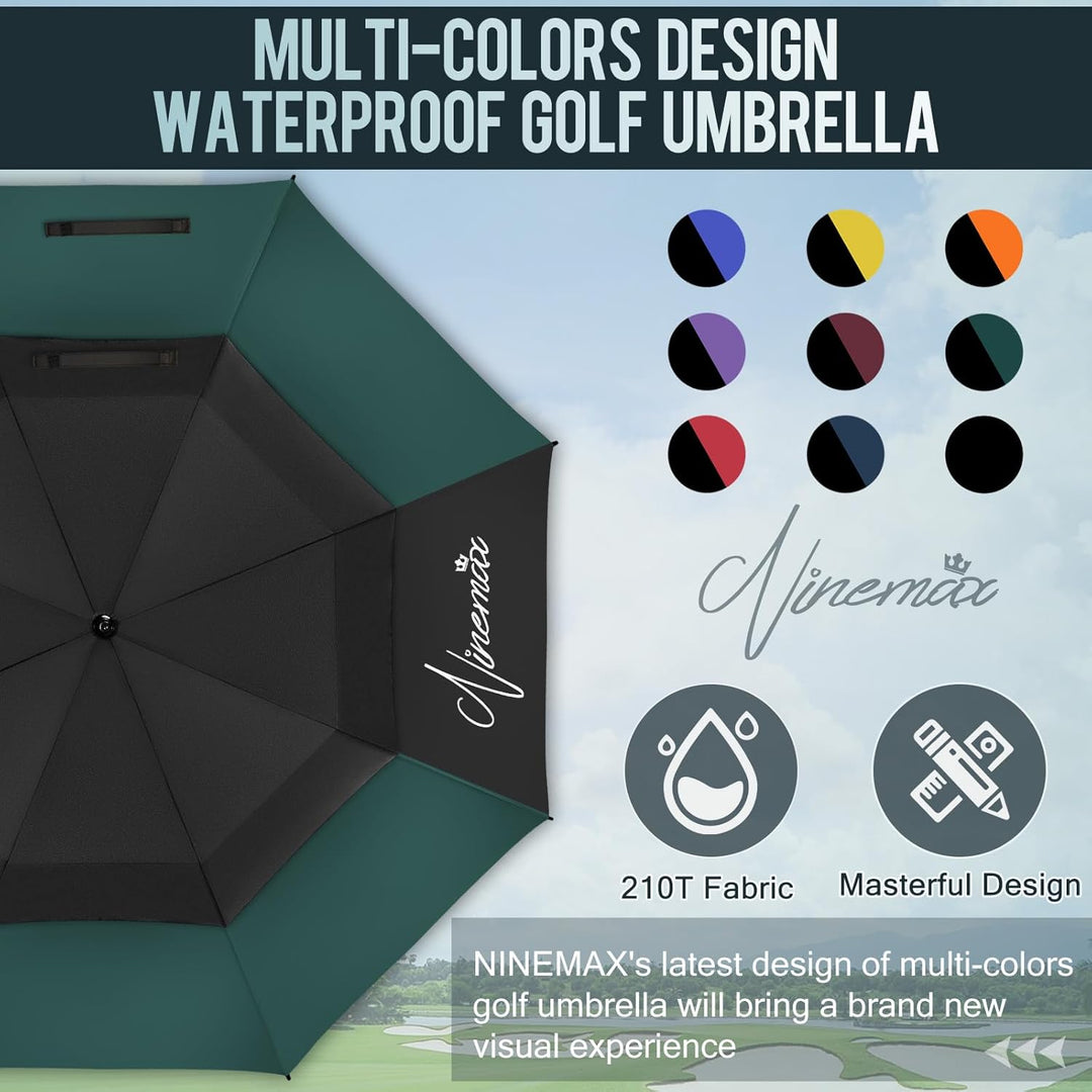 NINEMAX Golf Regenschirm Gross Sturmfest XL/XXL, Grosser Regenschirm Sturmfest Stabil, Golfschirm Gr