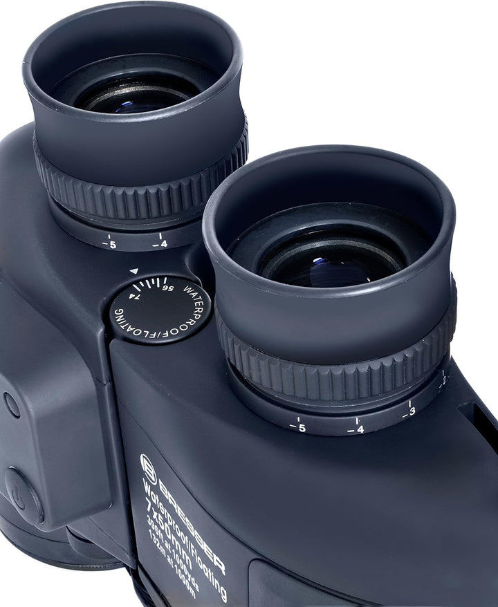 Bresser Fernglas Nautic 7x50 wasserdicht mit 360° Kompass, Strichplatte zur Entfernungs- und Grössen