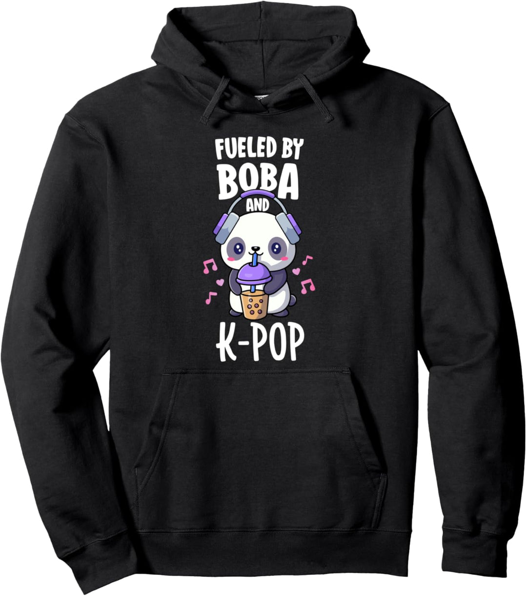 Fueled By Boba And KPop Shirt Bubble Tea Kawaii K-Pop Gift Pullover Hoodie