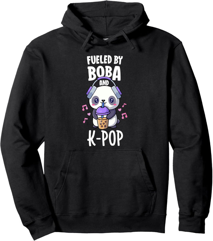 Fueled By Boba And KPop Shirt Bubble Tea Kawaii K-Pop Gift Pullover Hoodie