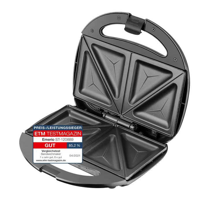 Emerio Doppel Sandwich Maker, BPA frei, klassische Form für dreieckiges Sandwich, leicht zu reinigen