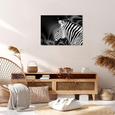 Bilder auf Leinwand Tier Zebra Streifen Leinwandbild mit Rahmen 70x50cm Wandbilder Dekoration Wohnzi